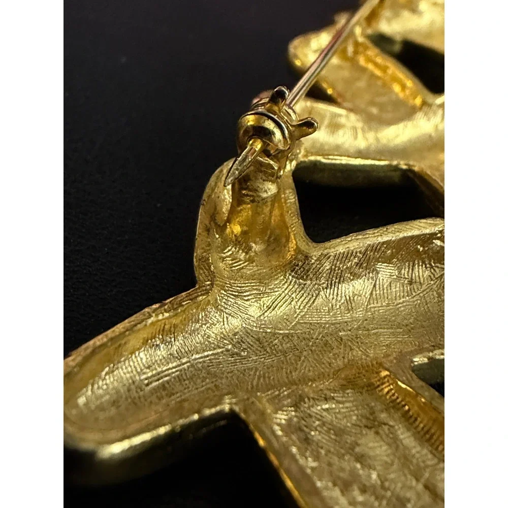 Vintage Brooch Gold Tone Modernist 80s Pop